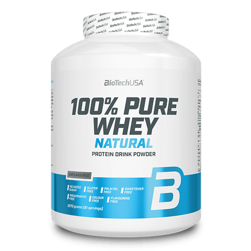 100% Pure Whey Natural tejsavófehérje - koncentrátum italpor - 2270 g - BioTechUSA Hungary