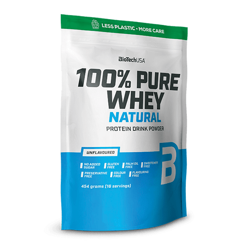BioTechUSA 100% Pure Whey Natural tejsavófehérje-koncentrátum italpor - 454 g