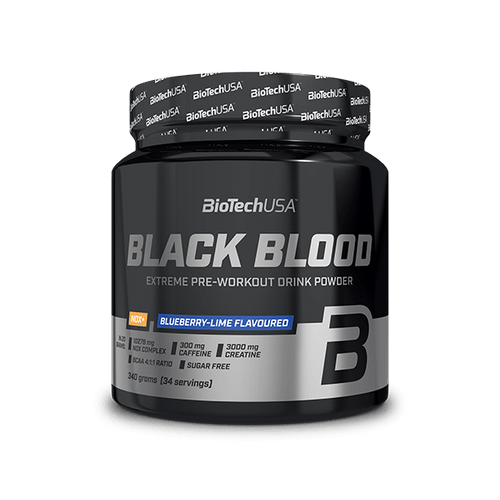 BioTechUSA Black Blood NOX+ edzés előtti ízesített italpor édesítőszerekkel. 